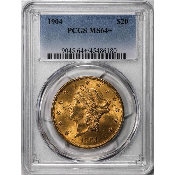 1904 $20 Liberty Head Double Eagle Gold Coin PCGS MS64+