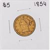 Image 1 : 1854 No Motto $5 Liberty Head Half Eagle Gold Coin