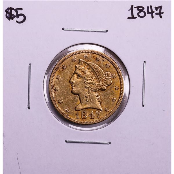 1847 $5 Liberty Head Half Eagle Gold Coin