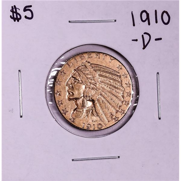 1910-D $5 Indian Head Half Eagle Gold Coin