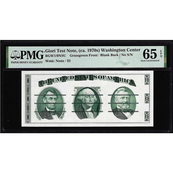 Circa 1970's Washington Center Giori Test Note PMG Gem Uncirculated 65EPQ