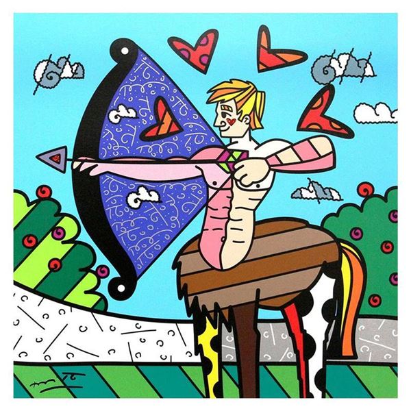 Romero Britto "Sagittarius White" Limited Edition Giclee On Canvas