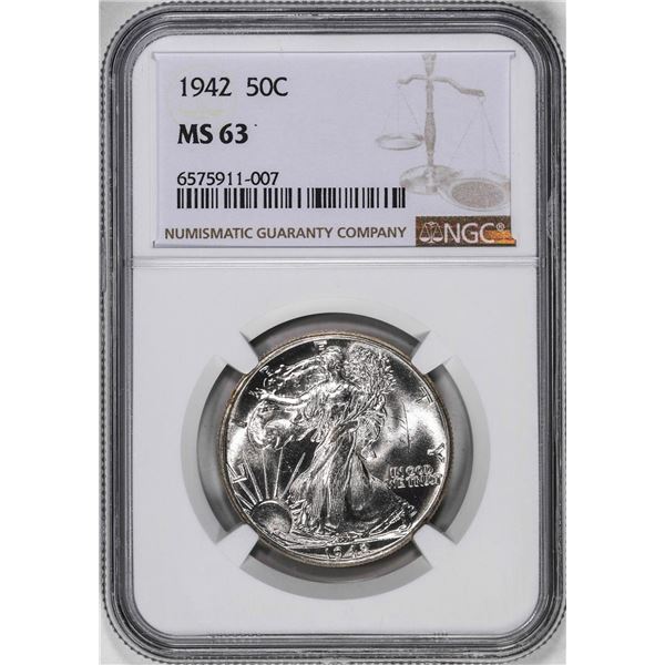 1942 Walking Liberty Half Dollar Coin NGC MS63