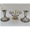 Image 1 : Sterling Silver Bowl and Weighted Candleholders