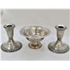 Image 2 : Sterling Silver Bowl and Weighted Candleholders
