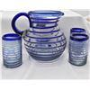Image 2 : Mexican Glass Pitcher and 3 Matching Glasses