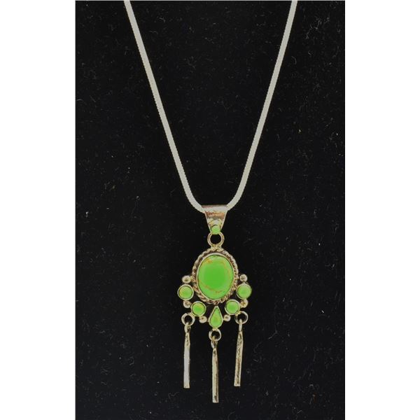 Navajo Sterling Gaspeite Pendant Necklace