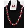 Image 1 : Coral Chip & Silver Plate Necklace & Earrings