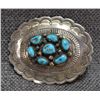 Image 1 : NAVAJO INDIAN SILVER AND TURQOUISE BELT BUCKLE