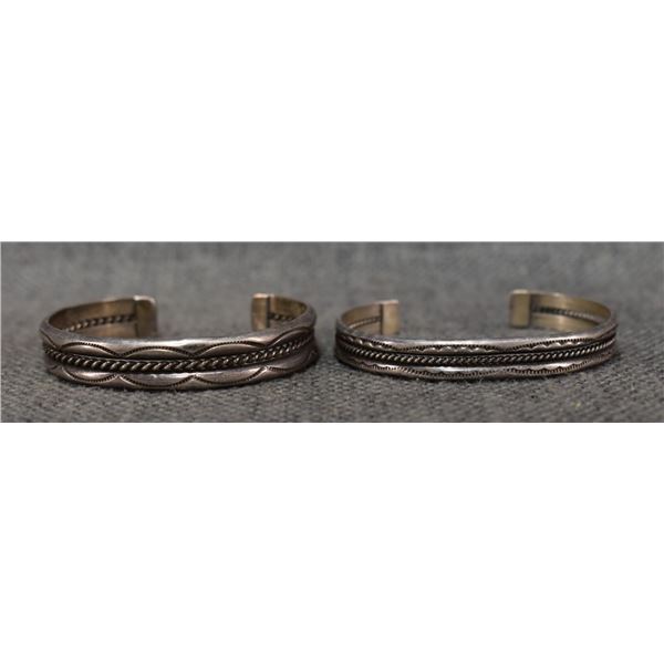 TWO NAVAJO INDIAN STERLING SILVER BRACELETS