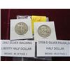 Image 1 : 1942 Silver Walking Liberty Half Dollar, 1958-D Silver Franklin Half Dollar (2)