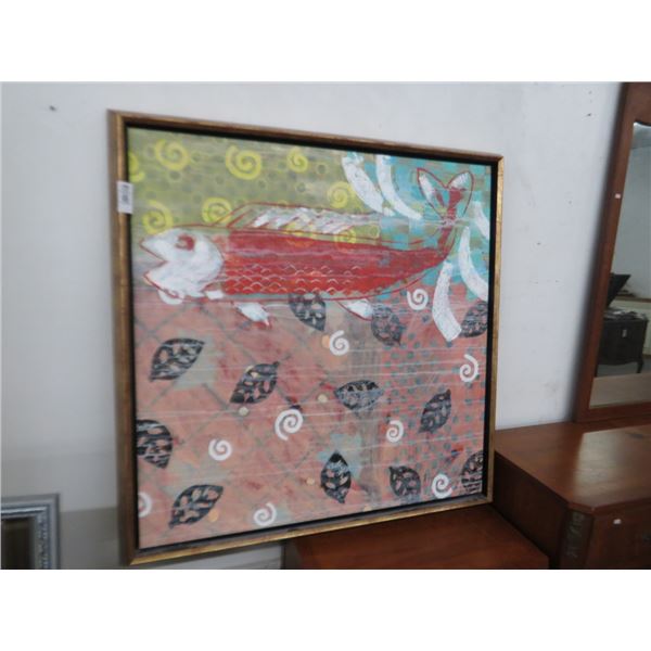 Framed Contemporary Fish Oil On Canvas - 45" x 45"