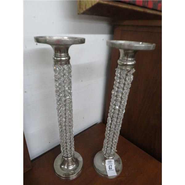 Chrome w/Prisms Candlesticks (Pair)