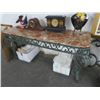 Image 1 : Ornamental Iron Base Granite Top Hall Table - Crack on Top (See Photo)
