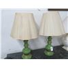 Image 1 : Green Wood Lamps (Pair)