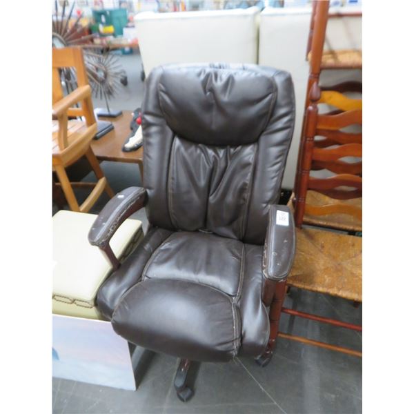 Brown Leather Office Chair (Wear)