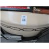 Image 2 : Large 4' Diameter Beige Button Trim Vinyl Ottoman