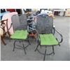 Image 1 : Black Metal Green Cushion Swivel Patio Chairs