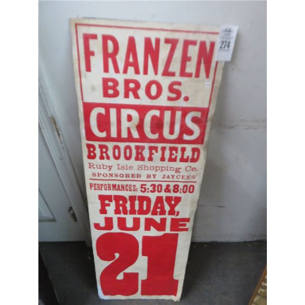 Franzen Brothers Circus Poster - 3' x 14"