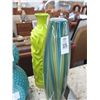 Image 1 : 2-Green Glass, Porcelain Vase - 2 X $