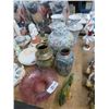 Image 1 : Painted Ceramic & Brass Vases, Etched Glass Bowl