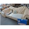 Image 1 : Tan Leather Button Tufted Sofa