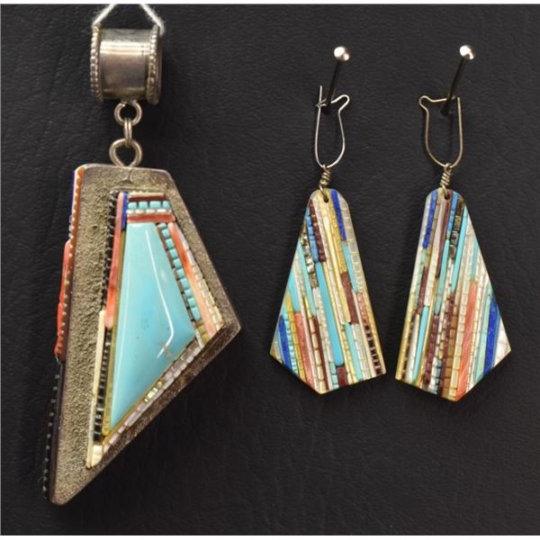 ZUNI INDIAN PENDANT & EARRINGS