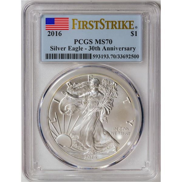 2016 American Silver Eagle .999 Fine Silver Dollar Coin PCGS MS70