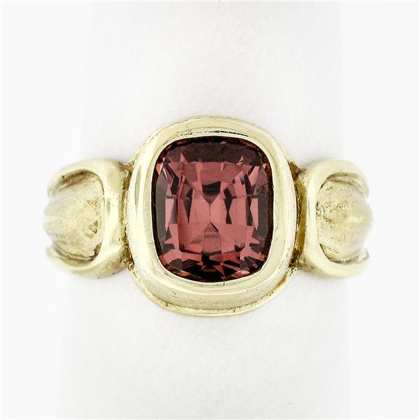 18k Yellow Gold 2.38 ctw Bezel Set Cushion Morganite Stone Finish Solitaire Ring