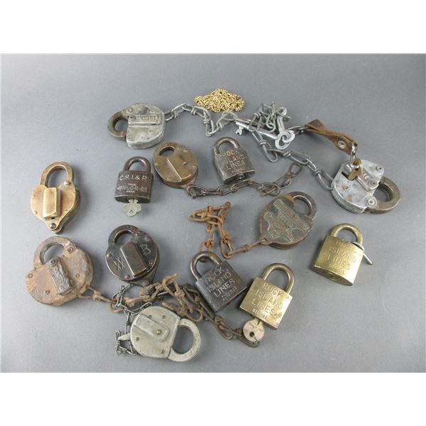 13 Railroad Locks- Most With Keys