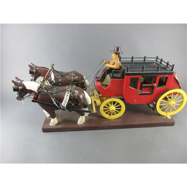 Hand Carved Stage Coach With Team- 12.5"H X 26"L X 10"D