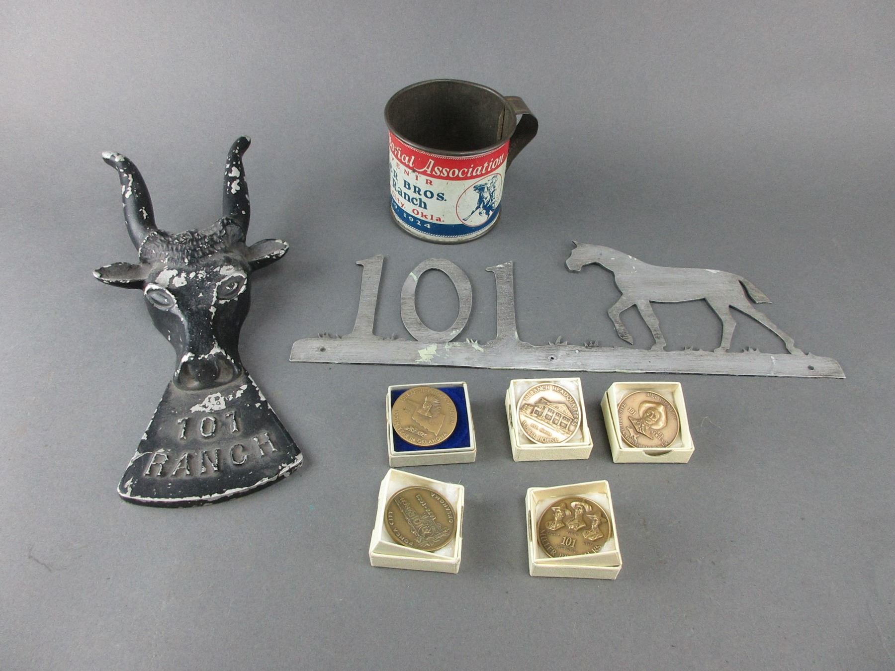 101 Ranch Items 101 Ranch Boot Jack- 101 Ranch Cup- Five 101 Ranch Tokens- 101 Ranch Sign