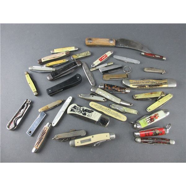 34 Pocket Knives- Most Are Antique And/Or Advertising