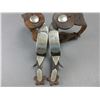 Image 2 : Marked Crockett Silver Overlaid Spurs- 1" Bands- 2.5" Shanks- 5 Point Rowels- Chap Guards- Tooled St