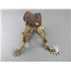 Image 2 : Unmarked Buermann 1 Dot Hercules Bronze Spurs- .5" Bands- 2.25" Shanks- 10 Point Rowels- Chap Guards