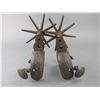 Image 1 : Double Engraved Chihuahua Iron Spurs- 1.6" Bands- 2.5" Shanks- 7 Point 4" Rowels- Fair Condition