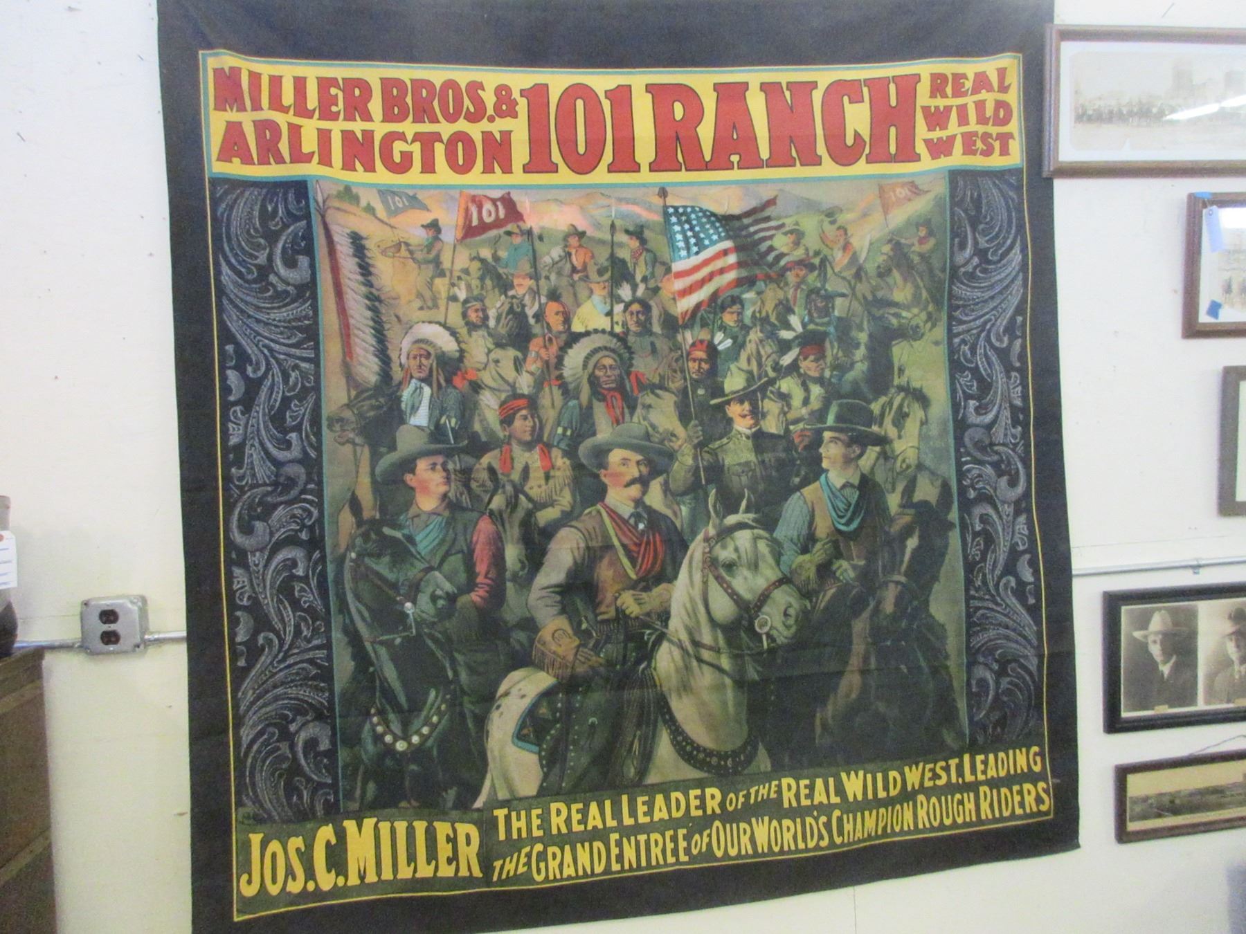 Miller Bros + Arlington 101 Ranch Real Wild West Show Banner- 70