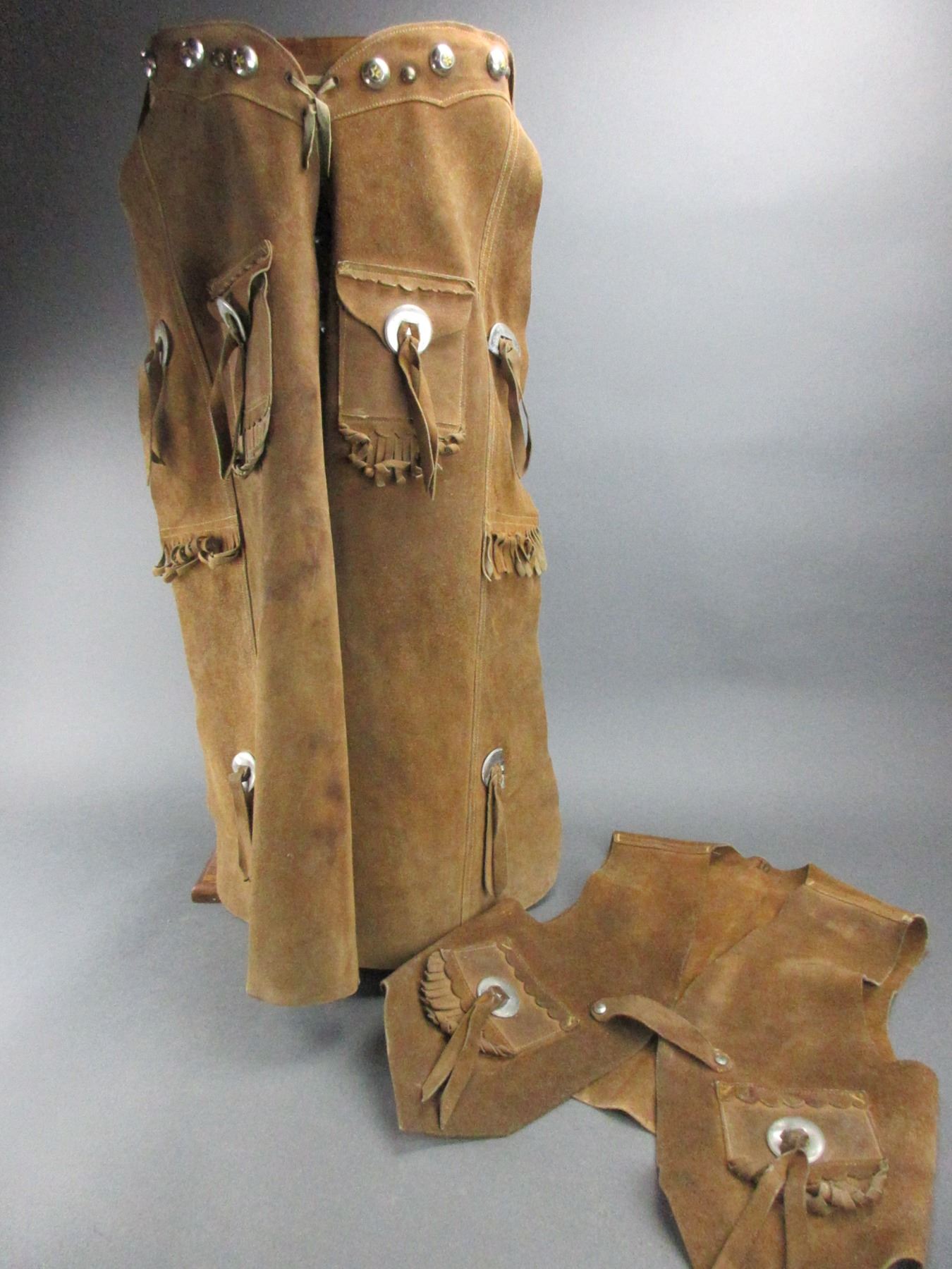 Kids Chaps And Vest Set- Fringed- Pockets- Conchos- 28.5