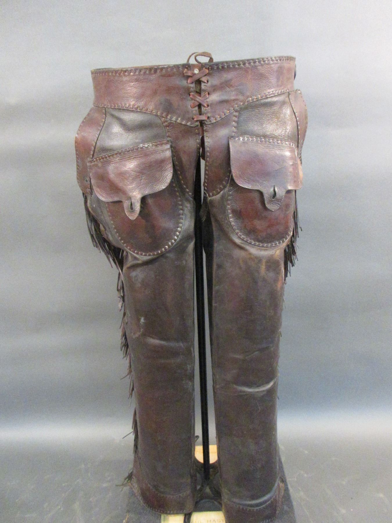 Marked SC Gallup Pueblo Step In Chaps- Fringed- Pockets- 42