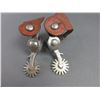 Image 1 : Marked Crockett Stainless Silver Overlaid Frontier Pattern Spurs- 1.6" Concho Bands- 2.3" Arrow Shan
