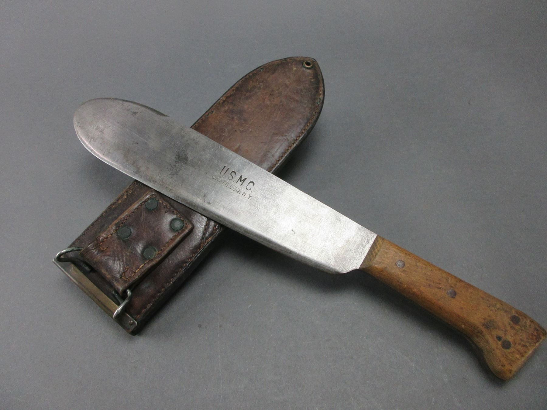 Marked USMC Chatillon NY Hospital Corpsman Bolo Knife Sheath 11.5