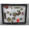 Image 1 : Shadow Box With Railroad Badges And Memorabilia- 15" X 12"