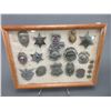 Image 1 : Shadow Box With 15 Law Enforcement Badges And 4 Pins