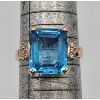 Image 3 : 10KT YELLOW GOLD LADIES RING W/ RECTANGLE BLUE TOPAZ - SZ 7 3/4 - 