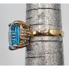 Image 5 : 10KT YELLOW GOLD LADIES RING W/ RECTANGLE BLUE TOPAZ - SZ 7 3/4 - 