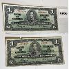 Image 1 : LOT OF 2 - 1937 BANK OF CANADA ONE DOLLAR BILLS