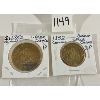 Image 1 : LOT OF 2 - 1852 UPPER CANADA BANK TOKENS - 1/2 & ONE PENNY