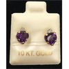 Image 1 : 10K YELLOW GOLD NATURAL AMETHYST STUD EARRINGS