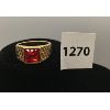 Image 1 : GOLD MEN'S RING W/ RED SET STONE