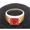 Image 2 : GOLD MEN'S RING W/ RED SET STONE